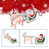 Santa Claus & Deer Charm Sterling Silve Santa Claus Is Coming To Town Charm Fit For Bracelet Jewelry Gift For Christmas New Year