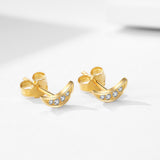 Handmade Awesome 14k Gold Plating Moon Stud Earrings