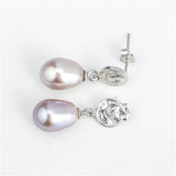 925 Sterling Silver Luxury Zircon Earrings Pearl Mount