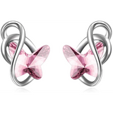 Sterling Silver Infinity Butterfly Earrings, Crystal from Swarovski Stud Earrings Butterfly Jewelry Gifts for Women
