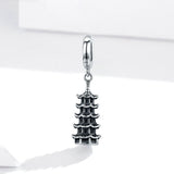 925 Sterling Silver  Vintage Pagoda Tower Beads Charm For Bracelet  Fashion Jewelry For Gift