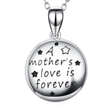 A Mother Love Is Forever Engraved Necklace Round Disc Silver Necklace
