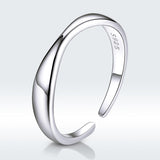 S925 Sterling Silver Geometric Irregular Wavy Silver Ring Platinum Plated