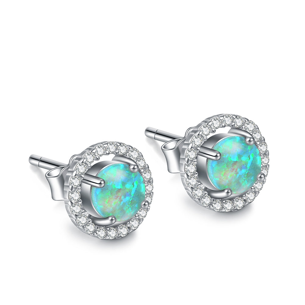 Cheap Wholesale 925 Sterling Silver Cubic Zirconia Opal Stud Earrings for Women