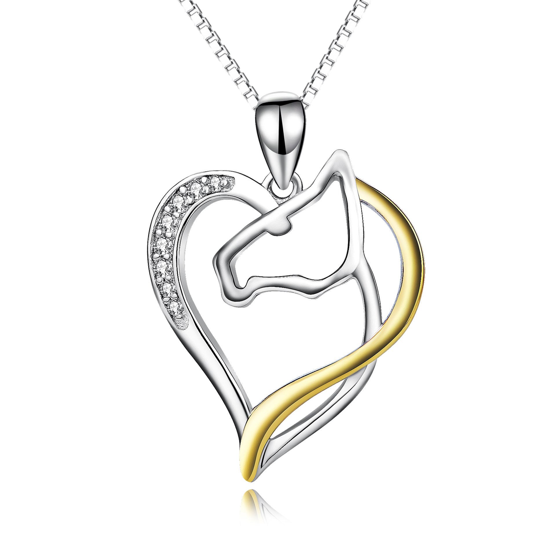 Horse head necklace heart-shaped infinite love sterling silver necklace