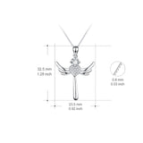 Cross Angel Wings Necklace Heart Shape Zirconia Silver Necklace