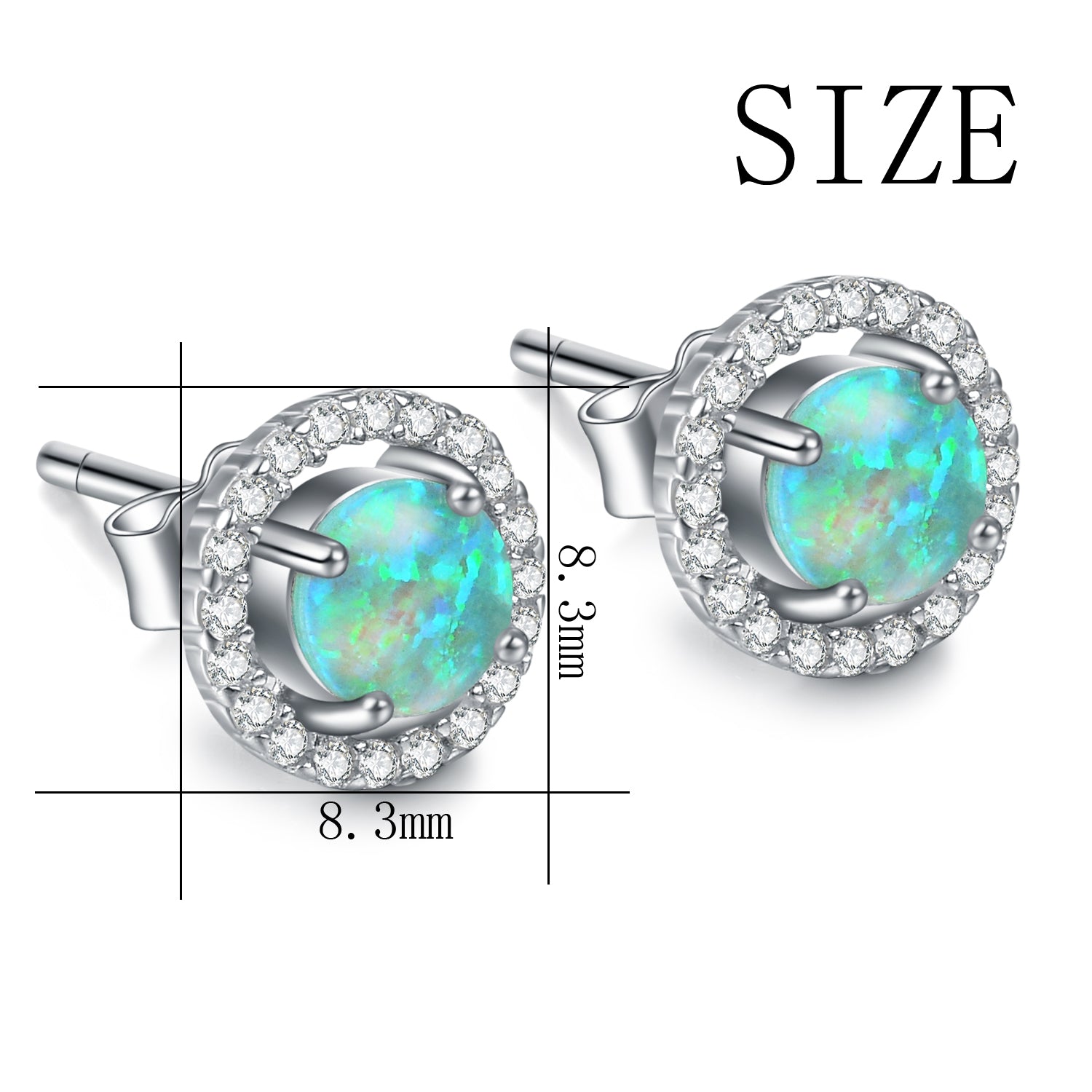 Cheap Wholesale 925 Sterling Silver Cubic Zirconia Opal Stud Earrings for Women