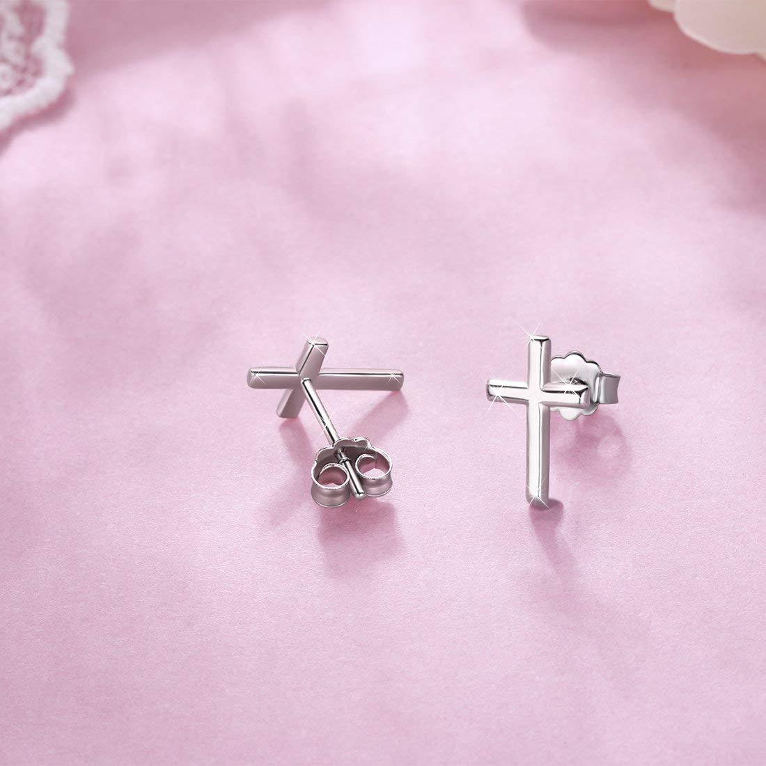 S925 Sleek Minimalist Cross Earrings Jewelry
