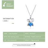 925 Sterling Silver Cute Elephant With Blue Heart Pendant Necklace Fashion Jewelry For Women