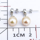 Regular Shape Mother of Pearls Earrings Zirconia Pearl Mounting