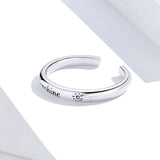 925 Sterling Silver Simple Sunshine Engrave Adjustable  Rings Precious Jewelry For Women