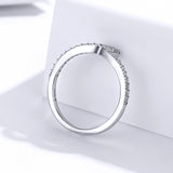 S925 sterling silver love heart ring white gold plated cubic zirconia heart ring