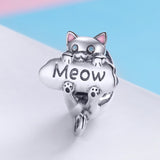 S925 Sterling Silver Oxidized Epoxy Naughty Cat Charms