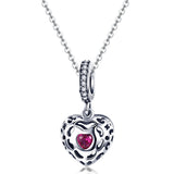S925 Sterling Silver Zirconia Heart Happiness Dangle Charms