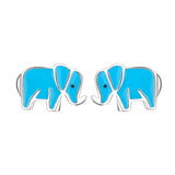 Lovely Children Animal Silver Earrings Elephant Enamel Stud Earrings