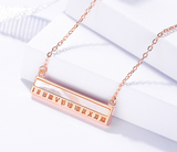S925 silver square necklace creative design female roman numeral shell rectangular clavicle chain