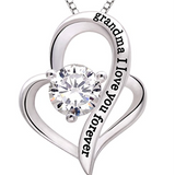Silver  Heart Cubic Zirconia Pendant Necklace