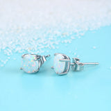 925 Sterling Silver Real Opal Jewelry Earring Stud Simple Design For Woman