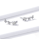925 Sterling Silver Exquisite Butterfly Stud Earrings Precious Jewelry For Women