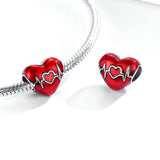925 Sterling Silver Warm Heartbeat Beads Charm For Bracelet  Fashion Jewelry For Women