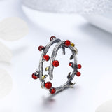 S925 sterling silver autumn color ring oxidized Drop Oil ring