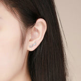 Authentic 925 Sterling Silver Elegant Shining Meteor Star Clear CZ Stud Earrings for Women Silver Earrings Jewelry
