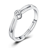 Heart Knot Adjustable Size Rings for Man and Woman Silver Jewelry