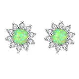 Flower Opal Earrings Stud,Gold Plated or Rhodium Plated Hypoallergenic Earrings for Women Opal Jewelry Gemstone Stud Earrings 12mm-15mm