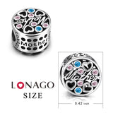 Mother Beads Silver Hollow Colorful Zirconia Jewelry Beads