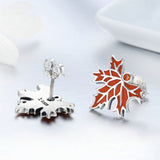 925 Sterling Silver Autumn Maple Tree Leaves Stud Earrings for Women Luxury Silver Jewelry Valentine Day Gift