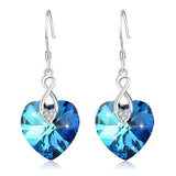 Precious blue heart shaped gemstone earrings pendant woman jewelry