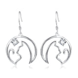 Cat silhouette Earrings drop wholesale 925 sterling silver earrings