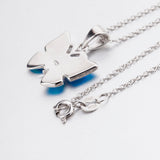 Opal Butterfly Necklace Blue Gemstone Silver Animal Necklace