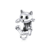 925 Sterling Silver Cute Cat Kitty Animal Beads Fit DIY Bracelet Charm Precious Jewelry For Women