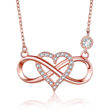 925 Sterling Silver Cubic Zirconia Infinity Heart Pendant Necklace Gift for Women