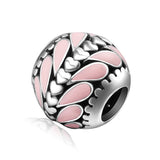 Pink Drops Heart Shaped Beads Charm Sterling Silver Bracelet Beaded Beads Accessories