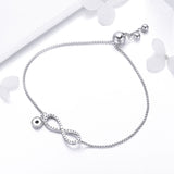 S925 Sterling Silver White Gold Plated Zircon Charm Infinity Bracelet