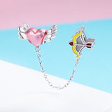 S925 Sterling Silver Oxidized Epoxy Love Wishes Safety Chains Charms