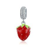925 Sterling Silver Fresh Strawberry Beads Charm For Bracelet  Fashion Jewelry For Women