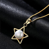 star Jewelry Pentagram Pendant  freshwater Pearl  S925 Sterling Silver Necklace Wholesale