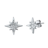 Silver cubic zircon Star Stud Earrings