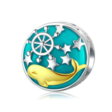 Silver Underwater World Series Gold Whale Charm