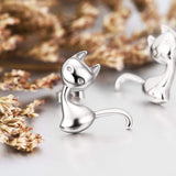 S925 Sterling Silver Creative Silver Personality Cat Earrings Jewelry Cross-Border Exclusive