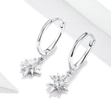 Dangle Earrings with Star Genuine 925 Sterling Silver Bright Stars Earings for Women Fashion Jewelry