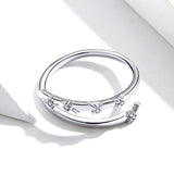 S925 sterling silver geometric star ring white gold plated cubic zirconia ring