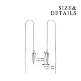 Tapered Long Chain Ear Line Earrings Silver Wire Thread Through The Ear