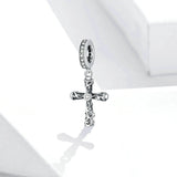 925 Sterling Silve Vintage Cross Beads Charm For Bracelet  Fashion Jewelry For Women