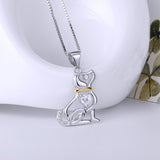 Clever Puppy Dog And Heart Shape Cubic Zircon For Baby'S Gift 925 Sterling Silver