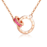 European And American Classic S925 Sterling Silver Items Round Double Ring Short Clavicle Chain Rose Gold Digital Clock Roulette Necklace