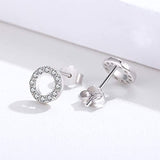 S925 Sterling Silver  Round Cubic Zircon Stud Earrings  for Women Men